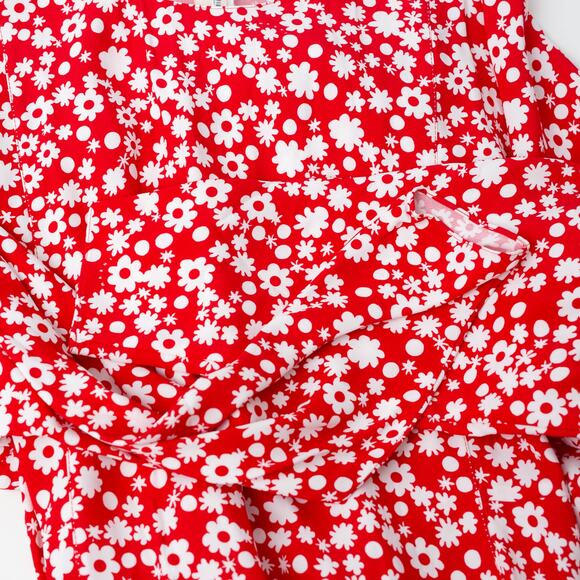 Marni Satin Midi Dress with Red and White Pop Fields Motif - Picture 10 of 14